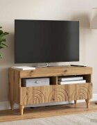 vidaXL LED телевизионен кабинет ALKMAAR 81 x 35 x 43 см Дъб артизан