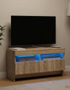 vidaXL LED телевизионен кабинет ALKMAAR 81 x 35 x 43 см Дъб сонома