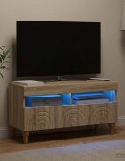 vidaXL LED телевизионен кабинет ALKMAAR 81 x 35 x 43 см Дъб сонома