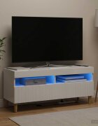 vidaXL LED телевизионен кабинет ARNHEM 100 x 35 x 43 см Бял гланц