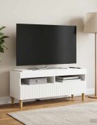 vidaXL LED телевизионен кабинет ARNHEM 100 x 35 x 43 см Бяло