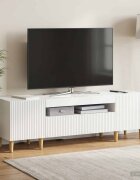 vidaXL LED телевизионен кабинет ARNHEM 153 x 35 x 43 см Бял гланц
