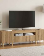 vidaXL LED телевизионен кабинет ARNHEM 153 x 35 x 43 см Дъб артизан