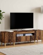 vidaXL LED телевизионен кабинет ARNHEM 153 x 35 x 43 см Старо дърво