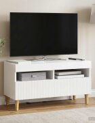 vidaXL LED телевизионен кабинет ARNHEM 81 x 35 x 43 см Бял гланц