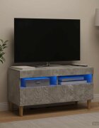 vidaXL LED телевизионен кабинет Бетонно сиво Инженерна дървесина