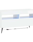 vidaXL LED телевизионен кабинет BREDA Бял гланц Инженерна дървесина