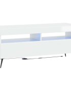 vidaXL LED телевизионен кабинет Бял гланц Инженерна дървесина