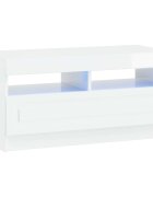 vidaXL LED телевизионен кабинет Бял гланц Инженерна дървесина