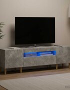 vidaXL LED телевизионен кабинет DELFT 153 x 35 x 43 см Бетонно сиво