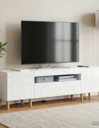vidaXL LED телевизионен кабинет DELFT 153 x 35 x 43 см Бял гланц