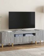 vidaXL LED телевизионен кабинет DELFT 153 x 35 x 43 см Сив Сонома