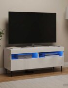 vidaXL LED телевизионен кабинет HAARLEM 100 x 35 x 43 см Бял гланц