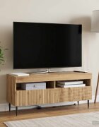 vidaXL LED телевизионен кабинет HAARLEM 100 x 35 x 43 см Дъб артизан