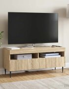 vidaXL LED телевизионен кабинет HAARLEM 100 x 35 x 43 см Дъб сонома