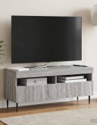 vidaXL LED телевизионен кабинет HAARLEM 100 x 35 x 43 см Сив Сонома