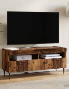 vidaXL LED телевизионен кабинет HAARLEM 100 x 35 x 43 см Старо дърво
