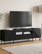 vidaXL LED телевизионен кабинет HAARLEM 153 x 35 x 43 см Черно