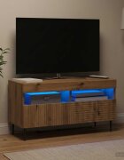 vidaXL LED телевизионен кабинет HAARLEM 81 x 35 x 43 см Дъб артизан