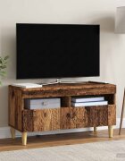 vidaXL LED телевизионен кабинет Старо дърво Инженерна дървесина