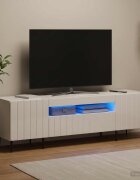 vidaXL LED телевизионен кабинет ZWOLLE 153 x 35 x 43 см Бял гланц