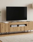 vidaXL LED телевизионен кабинет ZWOLLE 153 x 35 x 43 см Дъб артизан