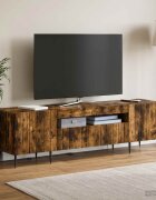 vidaXL LED телевизионен кабинет ZWOLLE 153 x 35 x 43 см Опушен дъб