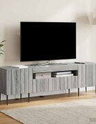 vidaXL LED телевизионен кабинет ZWOLLE 153 x 35 x 43 см Сив Сонома