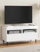 vidaXL LED телевизионен кабинет ZWOLLE 81 x 35 x 43 см Бял гланц