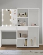vidaXL LED тоалетка с 2 шкафа бяла инженерно дърво