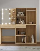 vidaXL LED тоалетка с 2 шкафа сонома дъб инженерно дърво