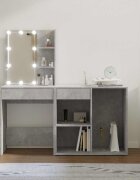 vidaXL LED тоалетка с шкаф бетонно сиви инженерно дърво