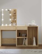 vidaXL LED тоалетка с шкаф дъб сонома инженерно дърво
