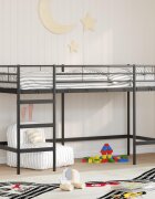 vidaXL Легло на двуетажно легло за деца Черно 90 x 190 cm Стомана