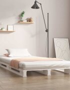 vidaXL Легло от палети бяло 75x190 см бор масив Small Single