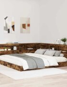 vidaXL Легло с библиотека Опушен дъб 180 x 200 cm Инженерна дървесина