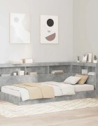 vidaXL Легло с библиотека с рафт с таблото Циментено сиво 75 x 190 cm