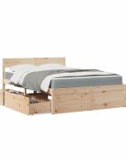vidaXL Легло с чекмеджета и матрак 120x190 см бор масив