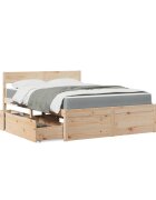 vidaXL Легло с чекмеджета и матрак 120x200 см бор масив