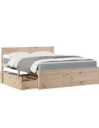 vidaXL Легло с чекмеджета и матрак 160x200 см борово дърво масив