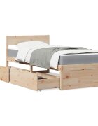 vidaXL Легло с чекмеджета и матрак 90x200 см бор масив