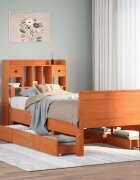 vidaXL Легло с етажерка за книги без матрак 100x200 см бор масив