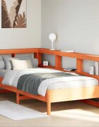 vidaXL Легло с етажерка за книги без матрак 100x200 см бор масив