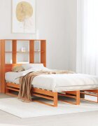 vidaXL Легло с етажерка за книги без матрак 100x200 см дърво масив