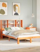 vidaXL Легло с етажерка за книги без матрак 120x190 см бор масив