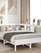 vidaXL Легло с етажерка за книги без матрак 120x190 см бор масив