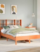 vidaXL Легло с етажерка за книги без матрак 120x190 см бор масив