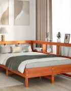 vidaXL Легло с етажерка за книги без матрак 120x190 см бор масив