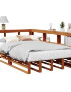 vidaXL Легло с етажерка за книги без матрак 120x190 см бор масив