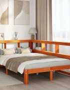 vidaXL Легло с етажерка за книги без матрак 120x190 см бор масив
